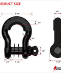 Built Tough 3/4 Inch D Ring Shackle Set 2 Pack Bow Shackles With 41,850 Lb Break Strength product size dimensions