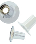 Valve Repair Kit For Bathtub And Shower Replacement With Verve Handles DIY Friendly Easy Install Durable Brass Construction Polished Chrome Finish For Modern Bathroom Upgrade shown from top and side angles.