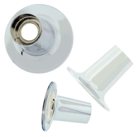 Valve Repair Kit For Bathtub And Shower Replacement With Verve Handles DIY Friendly Easy Install Durable Brass Construction Polished Chrome Finish For Modern Bathroom Upgrade shown from top and side angles.