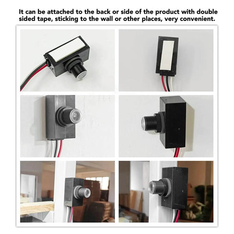 Exterior Dusk To Dawn Photocell Sensor With Auto On Off For Outdoor Lights Photoelectric Control Switch installed in various views