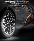 Beast Cordless Tire Inflator Portable Air Compressor With Digital Pressure Gauge Auto Shut Off And LED Flashlight in use