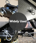 4 Pieces R Clips Hitch Pins Set in Stainless Steel for trailers and tow bars, galvanized cotter pins shown in use
