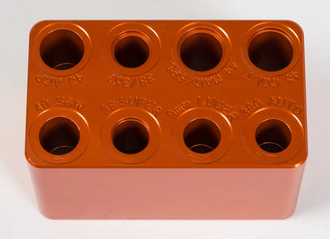 Handgun Ammo Checker Gauge Block Kit In Orange For Fast Reload Verification And Precise Cartridge Checks Pro Grade Pistol Reloading Tool Easy To Use Durable Construction, 6061-T6 aluminum