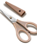 Ultra Sharp Precision Craft Scissors With Stainless Steel Blades And Non Slip TPR Handles, Scrapbooking Scissors For Adults And Kids With Safety Cap, Ideal For Home Office School Milk Tea Color, with safety cap