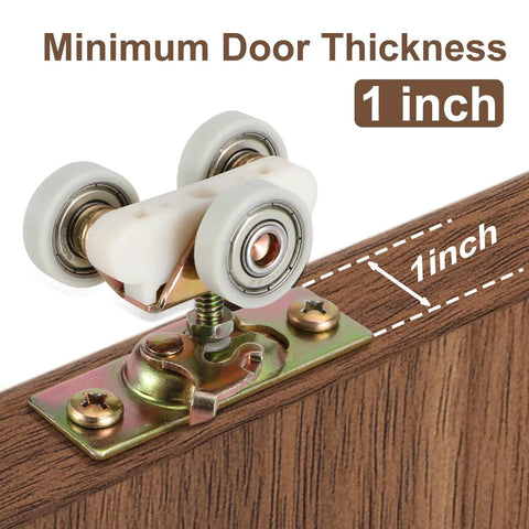 Pocket Door Hanger System For Commercial Grade Use Fits Part 1125 And Upgrades 1500 Hardware, 1 Inch Nylon Ball Bearing Wheels, Wood Door