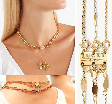 Layering Necklace Clasp That Keeps Your Chains From Tangling, Magnetic Connector In 18K Gold And Silver Tone, Easy On Off