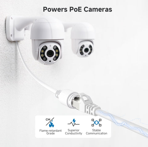 10Gbps Snagless Shielded Cat6a Ethernet Cable 10ft White Built For Lightning Fast Home Office Networks powering PoE cameras