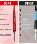 Comparison of Pro Grade 100W Digital Soldering Iron Kit With Ceramic Heater And LED Display to standard 60W soldering iron.