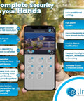 Hands holding smartphone displaying security app interface for All In One Outdoor Floodlight Camera With 1080p Video No Monthly Fees Free 64GB Card Included 3000 Lumen Brightness Weatherproof Night Vision Motion Alerts Siren And Two Way Audio WiFi