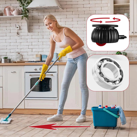Woman cleaning with 8 Pack Self Adhesive Caster Wheels With 360 Degree Swivel Mini Casters And Ball Bearings in kitchen