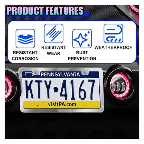 Stainless Steel License Plate Frames Two Pack With Screws And Caps Rust Proof Car Tag Frame Protector Cover on car