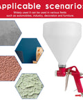 Professional Air Texture Spray Gun With 1.5 Gallon Hopper and Three Easy Swap Nozzles showcasing red alloy body and large white hopper.