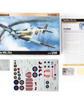 ProfiPACK Sweet 1 To 48 Spitfire Mk IXe Model Kit With Pre Painted Masks Photo Etch Decals And Plastic Components For RAF And Czechoslovak Air Force Markings For Display box and contents.