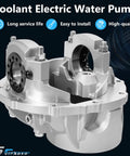 Heavy Duty Electric Coolant Water Pump For Ford 9 Inch Differential Case Replacement YPDOF93325 shown from the side with metallic finish.
