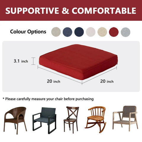 20 X 20 Outdoor Chair Cushions Set Of 2 With 30D High Resilience Foam, 3.1 inch thickness, color options, compatible with various chairs