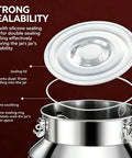 Built Tough 304 Stainless Steel Food Storage Hopper With Spigot And Airtight Lid For Staying Fresh Rice Flour Sugar Grains Coffee Beans 16 9 Gallon Capacity showing lid with silicone sealing ring.