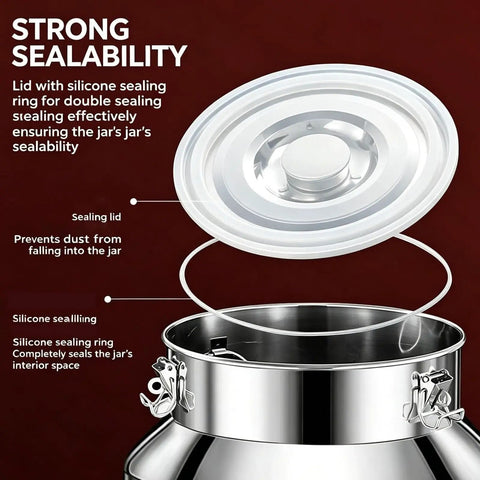 Built Tough 304 Stainless Steel Food Storage Hopper With Spigot And Airtight Lid For Staying Fresh Rice Flour Sugar Grains Coffee Beans 16 9 Gallon Capacity showing lid with silicone sealing ring.