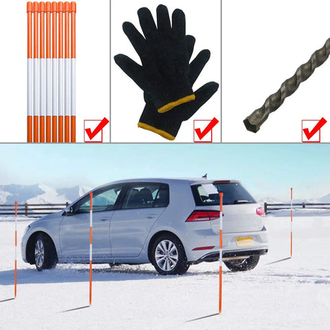 50 Pack 48 Inch Driveway Marker Set With 1/4 Inch Fiberglass Reflective Snow Stakes, Steel Drill Bit And Protection Gloves For Parking Lots And Walkways.