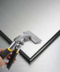 Manual Sheet Metal Bender And Hand Seamer Tool With 3 Inch Straight Jaw used on metal surface