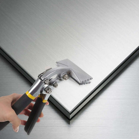 Manual Sheet Metal Bender And Hand Seamer Tool With 3 Inch Straight Jaw used on metal surface
