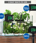 All In One pH and Temperature Meter for Aquariums and Hydroponics, Digital Aquarium Thermometer displayed on aquarium wall, hang, tripod mount