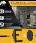 Pro Grade Cylinder Liner Installer Tool Replaces 5874 Fits Detroit Diesel 60 Series Engines DD60 shown with components