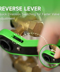 Pro Grade Heavy Duty HVAC Service Wrench Set with reverse lever for quick direction switching on brass valve