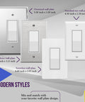 Decorator Paddle Light Switch With Wall Plates Single Pole 3 Wire Grounding Screw Residential Grade 15A 120V 277V UL Listed