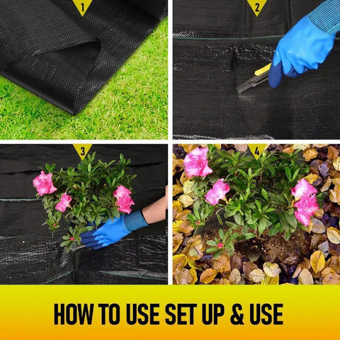 Installation process of Heavy Duty Weed Barrier Landscape Fabric 3ft By 100ft Ground Cover For Gardening And Farming 3.2oz Permeable Black Polypropylene Cloth Professional Grade Weed Control Easy Install