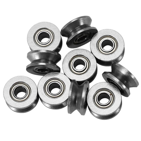 V Bearing Grooved Mini Pulley Wheels Rollerball Pulley for Rail Track Linear Motion System 4x13x6mm 10Pcs in carbon steel