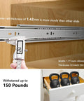 16 Inch Soft Close Drawer Slides With Ball Bearing Full Extension For Cabinet Drawers Heavy Duty
