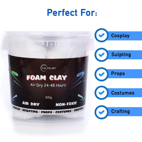 Cosplay Foam Clay White High-Density For Intricate Designs Air Dries In 48 Hours For Easy Cutting With Knife Or Rotary Tool