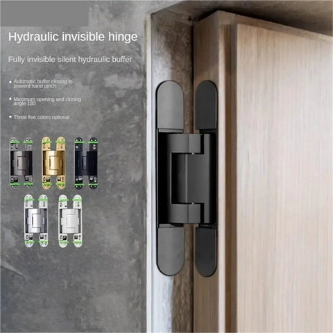 Heavy Duty Hydraulic Buffer Door Hinges With Silent Adjustable Damping For Smooth Invisible Installation On Interior And Exterior Doors, black hinge on wooden door