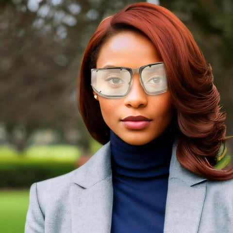 Dope Metal Frame Retro Sunglasses For Women With Hollow Design worn by a woman outdoors in a casual setting for street style fashion.