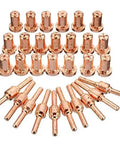 65Pc Plasma Cutter Consumables Kit Compatible With Pt31 And Lg40 Torch For Cut30 40 50 Machines, copper nozzles and electrodes in various sizes.