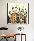 Framed Paint By Numbers Kit For Adults And Kids 8 To 12, Flower Design, 10x10 Inch, hung on wall above chair and table