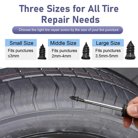 Must Have Tire Repair Kit 101 Pcs Spiral Rubber Studs And Screw Plugs For Do It Yourself Quick Fixes On Most Cars, 3 Size Set.