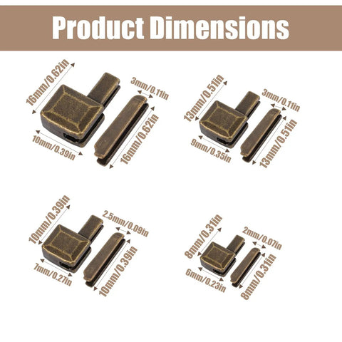 Go To Zipper Bottom Stopper Kit Set With Latch Slider Retainers And Insertion Pins product size dimensions shown