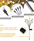 Diagram of Four Pack Solar Garden Path Lights With 8 LED Firefly Glow Waterproof Outdoor Yard Decor for Lawn and Patio