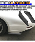 2 Pack Universal Car Rear Bumper Lip Splitter Canard Diffuser with side fins on white car, carbon fiber look, ABS sporty style