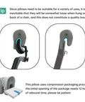 Office Chair Headrest Pillow Attachment And Desk Nap Cushion with Comfy Memory Foam Neck Support, U Shape Hanger Design shown over chair.
