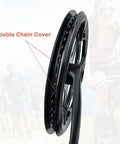 Side view of Universal Square Crankset For Mountain Bikes, 6 7 8 Speed, 48T 52T Chainrings with double chain cover.