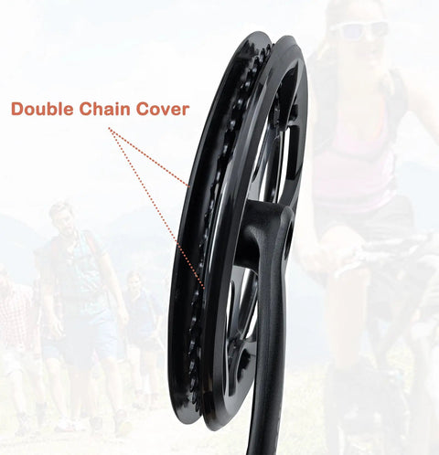 Side view of Universal Square Crankset For Mountain Bikes, 6 7 8 Speed, 48T 52T Chainrings with double chain cover.