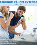 Couple using Sink Faucet Extender Water Filter With 9 Replacement Cartridges Reduces Chlorine For Cleaner Kitchen And Bathroom Tap
