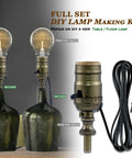 Antique Brass Lamp Rewire Kit With 12 Foot Polarized Cord Rock Solid Socket Replacement And Dead Simple Diy Wiring For Quick Table Or Floor Lamp Fix Ups showing lamp parts.