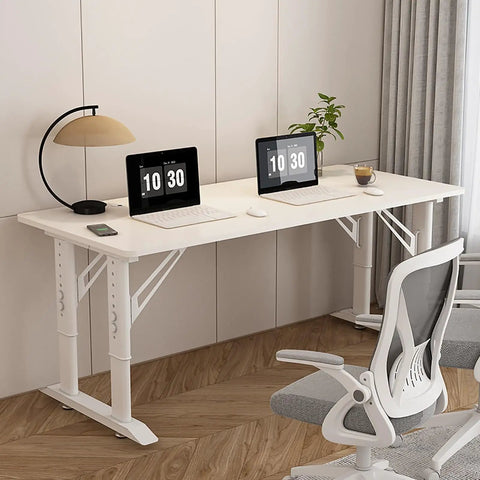 Level Up Your Setup With This Height Adjustable Gaming Desk Rocking A Cool Wood Finish And Roomy Sit Stand Top Dope For Dual Monitors. Ergonomic design with white finish.