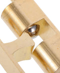 Close-up of Brass Door Catch Hardware Set with Adjustable Spring Ball Latch for cabinets and closets.