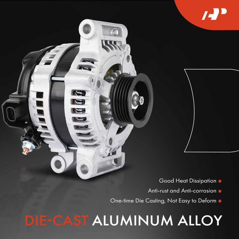 Beefy 130 Amp 12V Alternator For Chevy Cobalt 2005 2007 2.2L 2.4L HHR 2006 2007 Pontiac Pursuit 2005 2006 G5 2007 Clockwise Rotation With 5 Groove Pulley Replacement 90295653 22737105 made of die-cast aluminum alloy