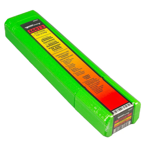 E6013 Welding Rod 5/32 Inch, 5 Pound box showing product label and green packaging, ideal for beginners and pros in all positions.