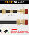 Diagram showing Five Pack Air Brake Nylon Tubing Brass Union Fittings Three Eighths Inch Tube Outside Diameter To One Fourth Inch NPT
